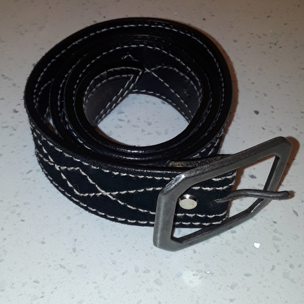 LandsEnd Black Suede Western Style Leather Belt